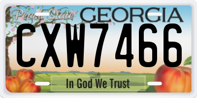 GA license plate CXW7466