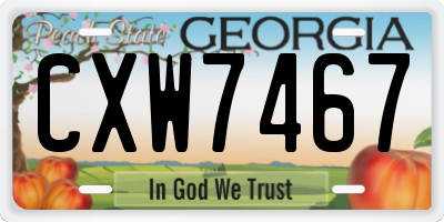 GA license plate CXW7467