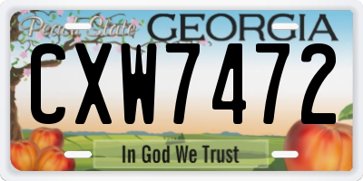 GA license plate CXW7472