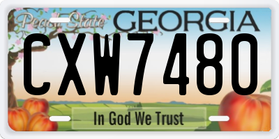 GA license plate CXW7480