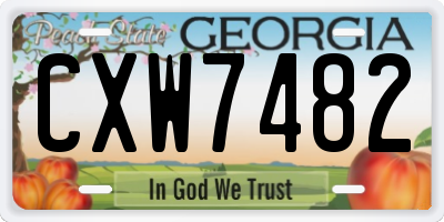 GA license plate CXW7482