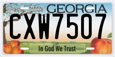 GA license plate CXW7507