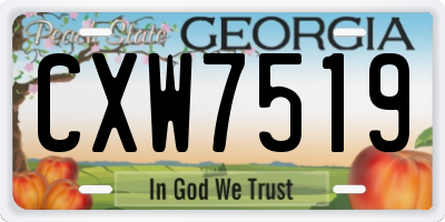 GA license plate CXW7519