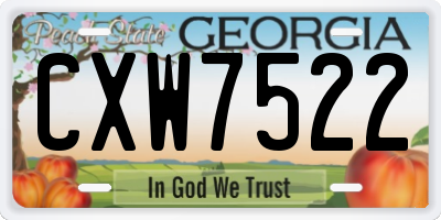 GA license plate CXW7522
