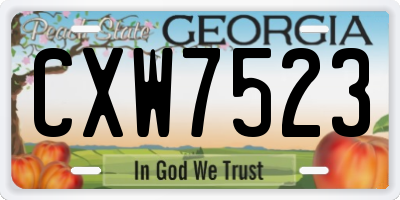 GA license plate CXW7523