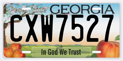 GA license plate CXW7527