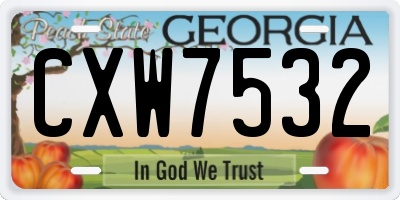 GA license plate CXW7532