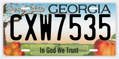 GA license plate CXW7535
