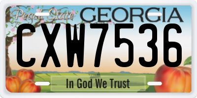 GA license plate CXW7536