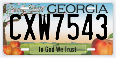 GA license plate CXW7543