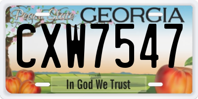 GA license plate CXW7547