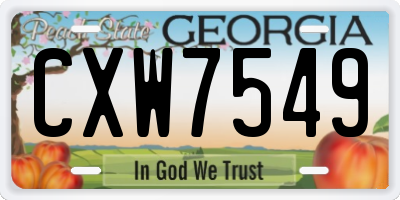 GA license plate CXW7549