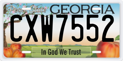 GA license plate CXW7552