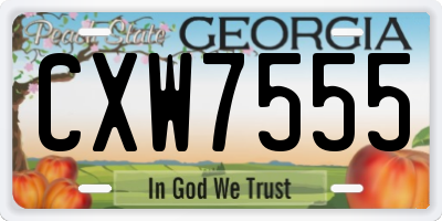 GA license plate CXW7555