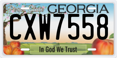 GA license plate CXW7558