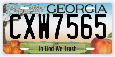 GA license plate CXW7565