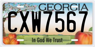 GA license plate CXW7567