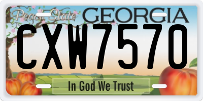 GA license plate CXW7570