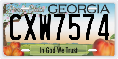 GA license plate CXW7574