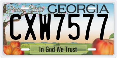 GA license plate CXW7577