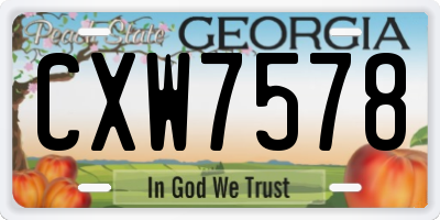 GA license plate CXW7578