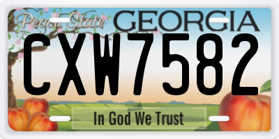 GA license plate CXW7582
