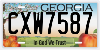 GA license plate CXW7587