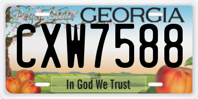 GA license plate CXW7588