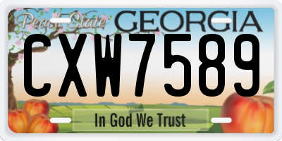 GA license plate CXW7589