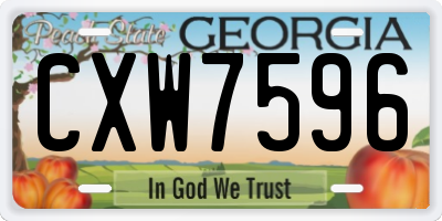GA license plate CXW7596