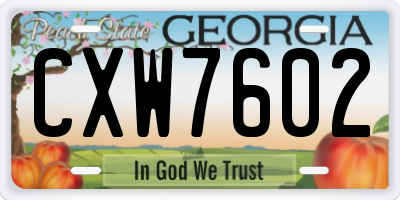 GA license plate CXW7602