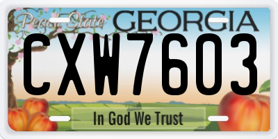 GA license plate CXW7603