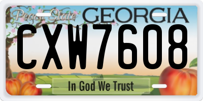 GA license plate CXW7608