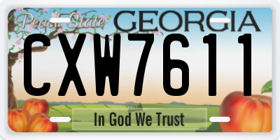 GA license plate CXW7611