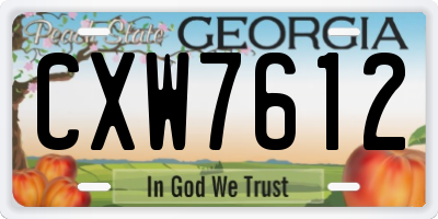GA license plate CXW7612