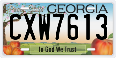 GA license plate CXW7613