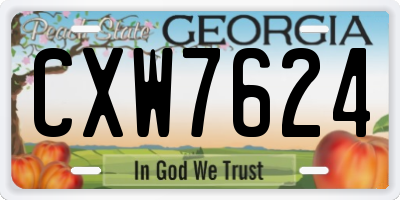 GA license plate CXW7624