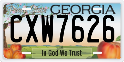 GA license plate CXW7626