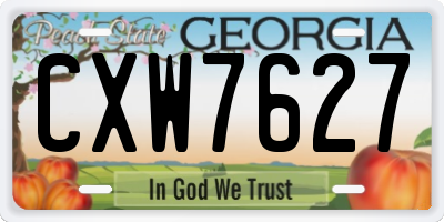 GA license plate CXW7627