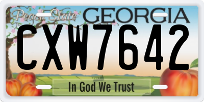 GA license plate CXW7642