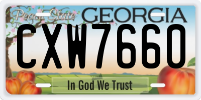 GA license plate CXW7660