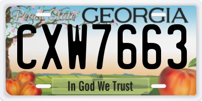 GA license plate CXW7663