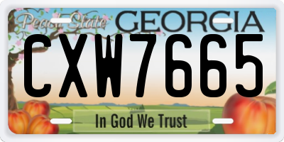 GA license plate CXW7665