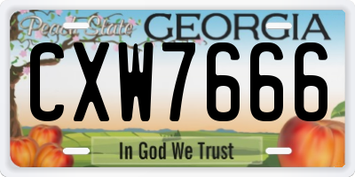 GA license plate CXW7666