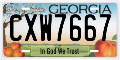 GA license plate CXW7667