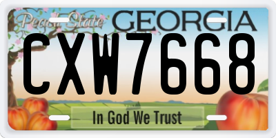GA license plate CXW7668