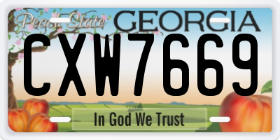GA license plate CXW7669
