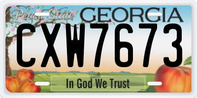 GA license plate CXW7673