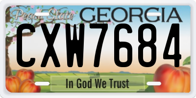 GA license plate CXW7684