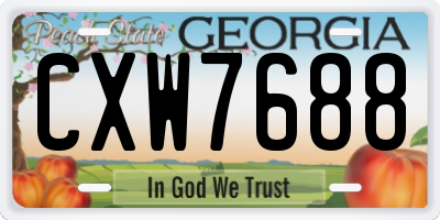 GA license plate CXW7688